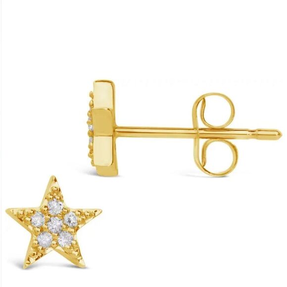 Nordstrom SE Fine 14K Gold Plated Diamond Pave Star Stud Earrings - 0.10 ctw - Picture 6 of 6